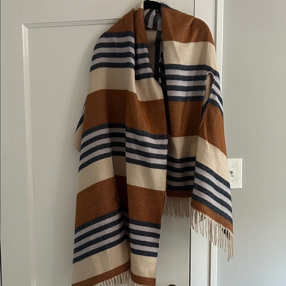 Madewell Striped Brown and Blue Poncho